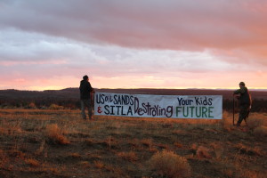 Banner at sunset in the bookcliffs